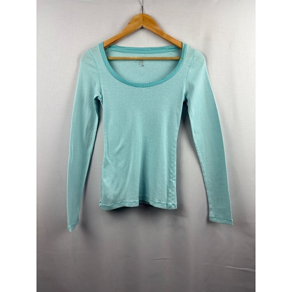 Old Navy Womens Small Long Sleeve Light Blue Striped Shirt